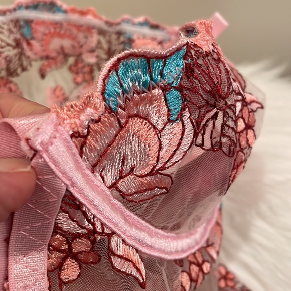 NWT underwire bodysuit pink contour bodysuit mesh transparent suspender sexy - Picture 14 of 15